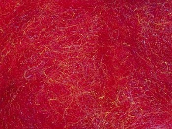 Ovčí vlna merino barvená mykaná - s leskem - červená - 10g