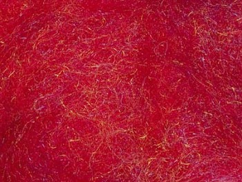 Ovčí vlna merino barvená mykaná - s leskem - červená - 10g