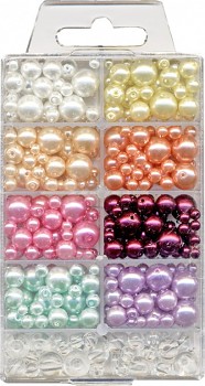 Skleněné korálky kulaté perleťové - mix barev a velikosti