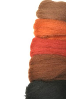 Ovčí vlna merino barvená česaná - mix 5 hnědých barev - 20 g 