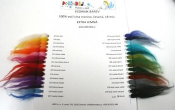 DOBRODĚJ Vzorník vlny merino - barvené - česané - EXTRA jemné  