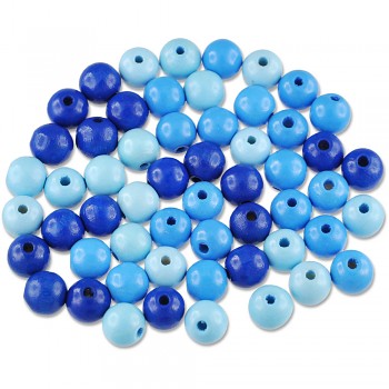 MEYCO Dřevěné korálky kulaté - průměr 10 mm - mix modrých barev 