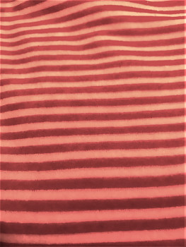 Aksamit vzorovaný - metráž 150 x 25 cm - červené proužky