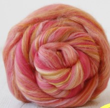 Ovčí vlna merino barvená česaná 10 g - EXTRA jemný melír - ROSY MAPLE MOTH