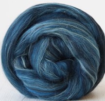 Ovčí vlna merino barvená česaná 10 g - EXTRA jemný melír - BLUE MORPHO BUTTERFLY